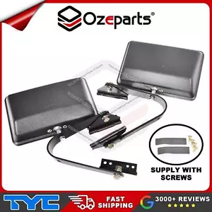 Rectangular Door Mirror w/Arm Pair LH+RH For Toyota Hilux Tray Ute Black - Picture 1 of 6
