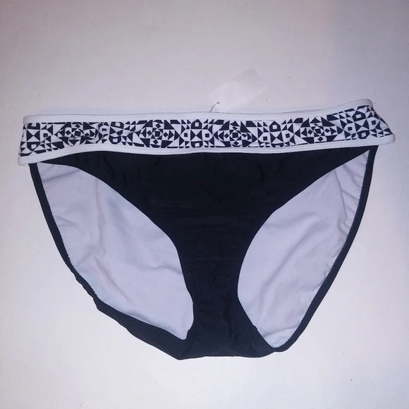 Parte inferior de bikini de natación Joe Boxer talla grande negro blanco con bandas traje de baño Foto 1 de 3
