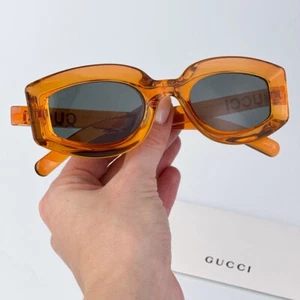 Gucci GG1719S 005 Orange Grey Women Square Sunglasses GG 1719S NEW - Picture 1 of 9