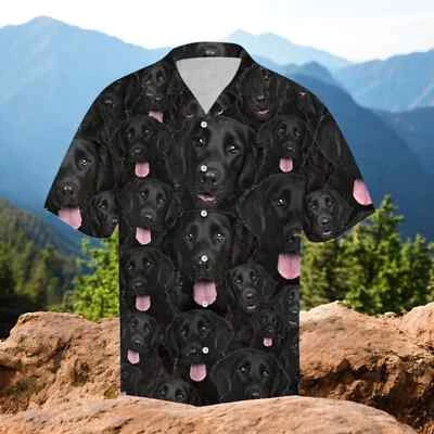 Flatcoated Retriever Hawaiian Shirt Summer Button Up - Image 1 of 2