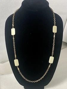 Collar Ann Taylor Beige Esmalte Acento Tono Dorado 32" - Imagen 1 de 7