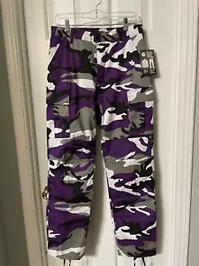 Womens Purple Camo Military Fatigues, 8-Pocket Cargo Pants Sm/Med - Picture 1 of 5