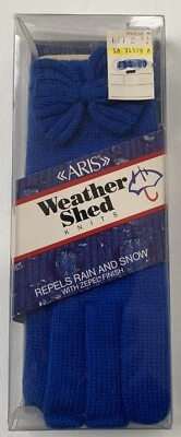 Винтажный погоды сарай Aris изотонер синий бант трикотажа зимние перчатки один размер новый 1990 - Изображение 1 из 2