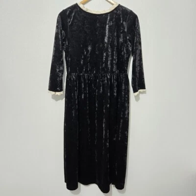 Vestido Flamingo Urbano Mujer Terciopelo Negro Talla M Encaje Vintage Gótico Wednesday Addams Foto 1 de 4