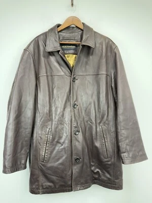 Marc New York Andrew Marc Sz Large Men’s Brown Distressed Leather Button Up Coat - Image 1 of 4