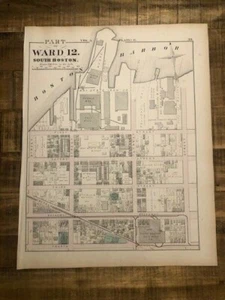 ANTIQUE MAP - PART OF WARD 12 - SOUTH BOSTON (PL G) - 1874/ATLAS OF SUFFOLK MASS - Picture 1 of 8