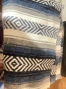 USED for Yoga COLORS VARY Hand Woven Mexican Indian Blanket 54"x76"(BR) - Picture 1 of 23