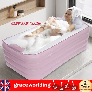 Inflatable Bath Tub Adult Folding Spa Warm Travel Bath Pool Bathtub PVC 160cm - Picture 1 of 18
