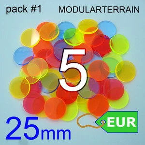 5x 25mm Round Base 3mm Color Fluor Acrylic Socle War Hammer 40k Infinity AOS - Foto 1 di 7