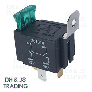 12V Relay 4 PIN Automotive 30AMP 30a Normally Open Contact Fused RY28 + 30a fuse - Picture 1 of 3