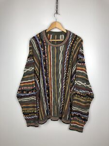 Vintage Carlo Colucci Multicolor Knitted Coogi Style Cotton Jumper Sweater Sz 54