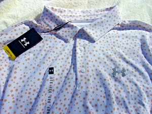 NWT Under Armour Loose Fit Playoff polo, mens S, XL, XXL, white, floral - Picture 1 of 6