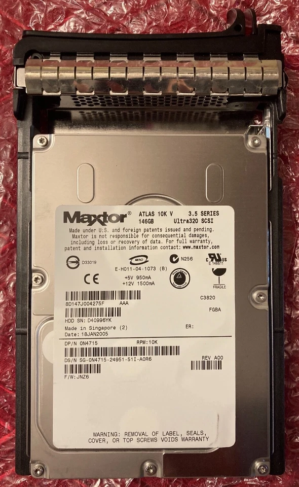 Maxtor Atlas Ultra 320 SCSI 3.5 Series 146GB RPM 10K Hard Drive W/Caddy - Image 1 of 1