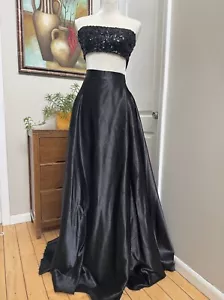 Windsor schwarzes einteiliges Abendkleid - Paillettenmieder & Satinrock Gr. XS - Bild 1 von 11