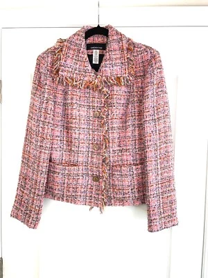 Chaqueta Blazer Jones NewYork Mujer Tweed Talla 14 Rosa Multicolor Flecos Bouclé Foto 1 de 4