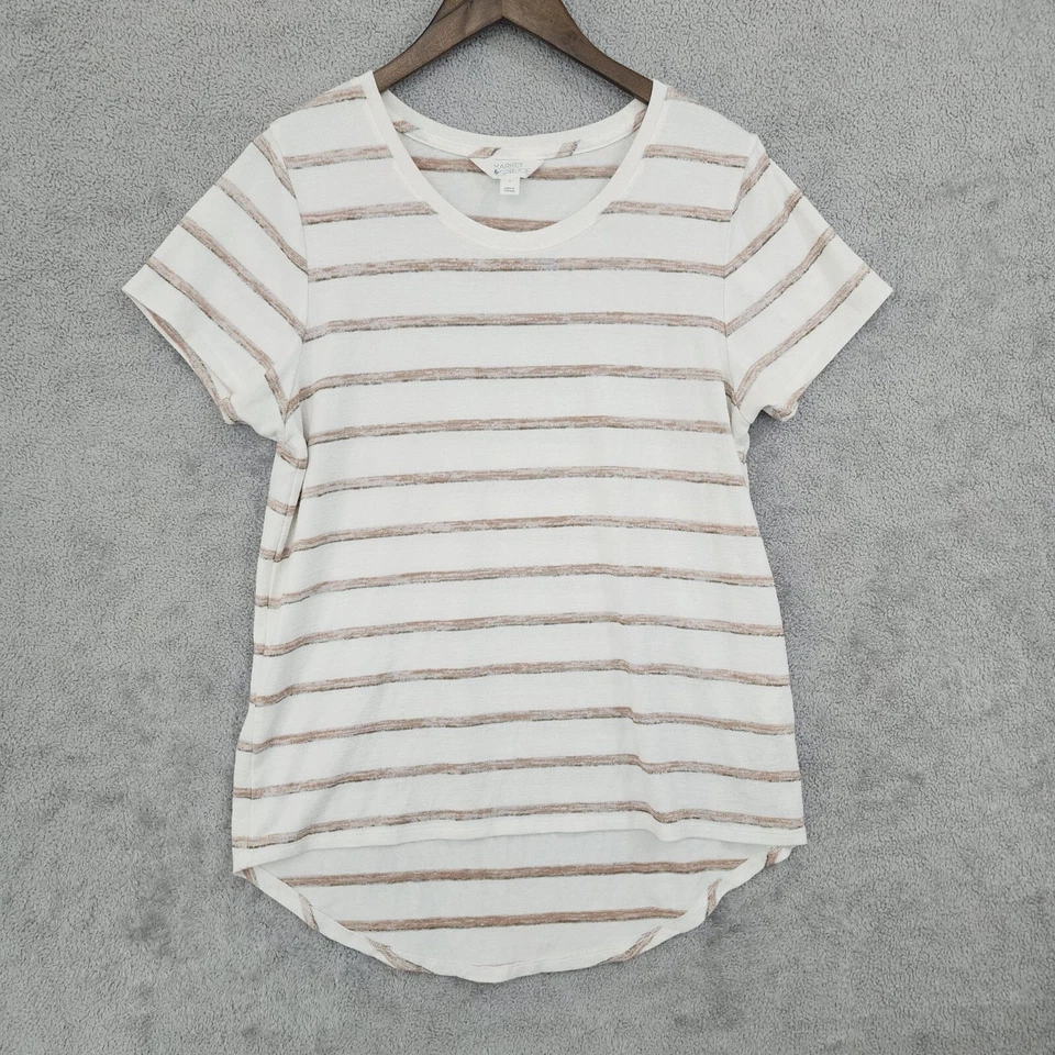 Market & Spruce Striped Short Sleeve Womens Tee Shirt Large Rayon 16PT - Image 1 of 4