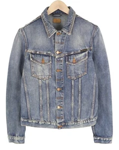 Nudie Jeans Billy Herren Jacke M Schimmernd Indigo Antik Gewaschen Denim Blau - Bild 1 von 8