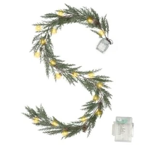 6 Ft Realistic Garland Christmas Decorations with Lights, Prelit Green - Picture 1 of 7