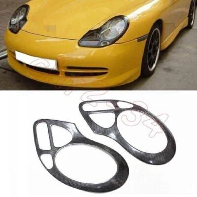 Carbon Fiber Front Headlights Trim Bezel Cover For Porsche 911 996 986 Boxster - Изображение 1 из 4