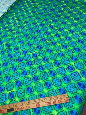 Tela FQ 100 % algodón apta para imprimir Patt #Kenta-C 1357 verde/azul/amarillo  Foto 1 de 3