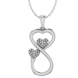 Sterling Silver Diamond Infinite Heart Pendant Necklace for Women 1/4ct, 18" - Picture 1 of 5