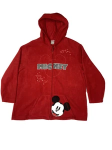 Womens Plus Size 2XL Red Mickey Mouse Disney Store Hooded Fleece Zip Up Jacket - Picture 1 of 5