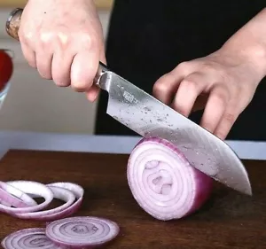 Santoku Knife 67 Layers Damascus Steel Wood Handle Chef Slicing Beef Cut Gyuto L - Picture 1 of 12