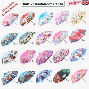 Kids Umbrella Brolly Spiderman Marvel Semi Automatic Dome Bubble Boy Girl School - Picture 1 of 127