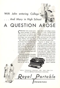 1930 Royal Typewriter: John Entering College Question Arose Vintage Print Ad - Bild 1 von 1