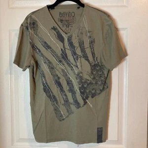 Buffalo David Bitton Mens S T-shirt Green V-Neck Graphic Tee Short Sleeve READ - Picture 1 of 19