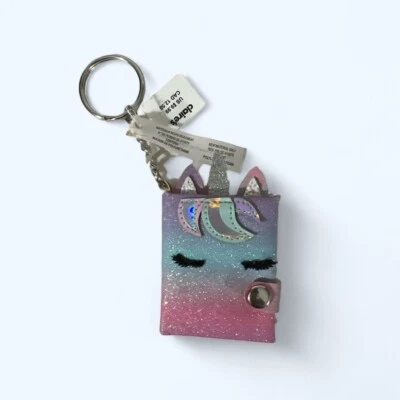 Mini Diario Cuaderno Llavero Unicornio Arco Iris Brillo Nuevo con Etiquetas Foto 1 de 3