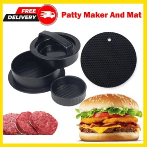 Hamburger Press Patty Maker Non Stick Stuffed Sliders BBQ Making Tools + Mat - Picture 1 of 15