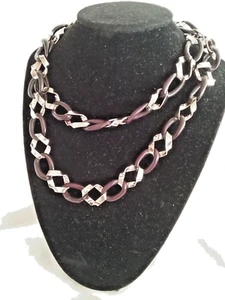 Collar de eslabones acrílico grueso vintage negro y dorado, 15" - Imagen 1 de 3