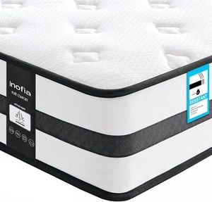 Inofia Sleep Double Mattresses 4FT6, Memory Foam Sprung Hybrid Mattress 10 Inch, - Picture 1 of 1