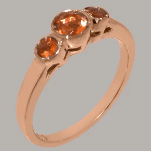 Solid 9k Rose Gold Natural Citrine Womens Trilogy Ring - Sizes J to Z - Picture 1 of 5