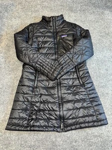 Patagonia Women's Puffer Coat Medium Black Nylon Insulated Mock Neck Full Zip - Picture 1 of 11