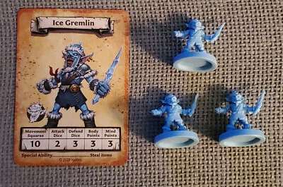 HEROQUEST: Frozen Horror 3x ICE GREMLIN Minis y Tarjeta ¡NUEVO!! Foto 1 de 3
