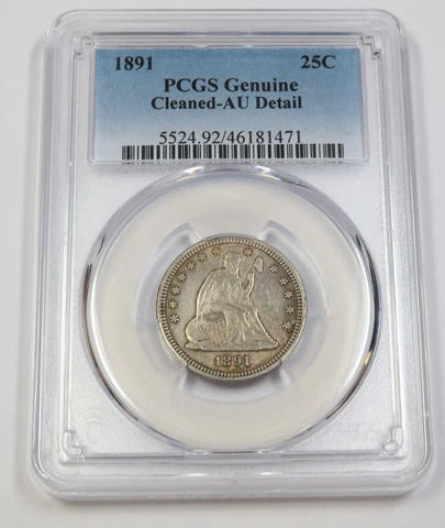 1891 P PCGS AU Detail | Seated Liberty Quarter - 25c US Coin #42241A Cover