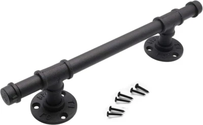 LONTAN 1 Stück Scheunentor Griff Schmiedeeisen Schiebetür Griff Schwarz 360Mm Ge