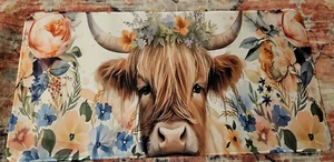 HIGHLAND COW WITH FLOWER CROWN LARGE MOUSE PAD - Afbeelding 1 van 3