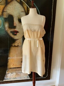 20er Jahre reine Seide Schlupfkleid - Flapper Schlupfkleid - Seide antik Schlupfkleid L-XL - Bild 1 von 19