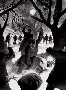 Classic Black and White Horror Movie Wolf Man Werewolf Lycanthrope Film Fine Art - Picture 1 of 1