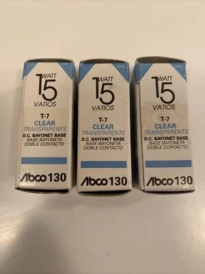 ABCO 130  ~ 15 Watt VATIOS ~ T-7 CLEAR TRANSPARENTE D.C. BAYONET BASE LIGHT BULB - Image 1 of 2