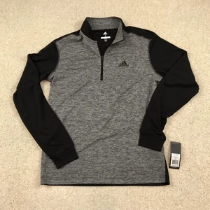 Adidas Golf Mens Small 1/4 Zip Pullover Double Pique Black Gray New - Picture 1 of 7