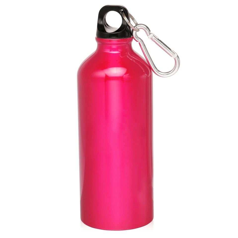 MIP Hot Pink Aluminum Metal Sports Water Bottle Canteen / carabiner