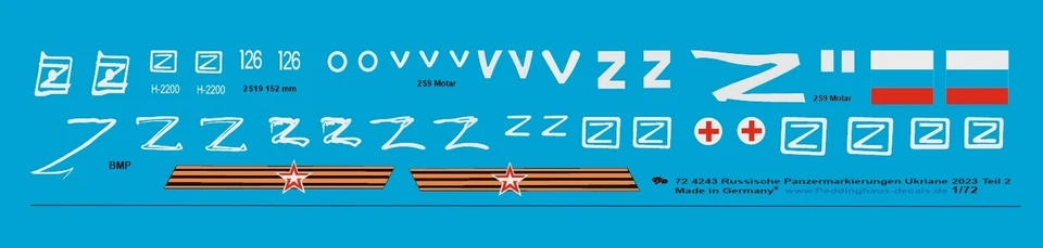 Peddinghaus-Decals 1/72 4243 Russo Adesivi Marcatura Carroarmato Ucraina 2023 - Immagine 1 di 1