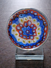 Heavy Millefiori Paperweight Mounted Upright on Glass Stand