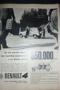 # ADVERSITING PUBBLICITA'  RENAULT 4 - 1962 ALTRE DISPONIBILI ANNI '60  - Imagen 1 de 6