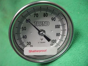 TREND MODEL 30 3 THERMOMETER 25-125F TEMPERATURE GAUGE REFRIGERATION COOLER 1/2" - Picture 1 of 1