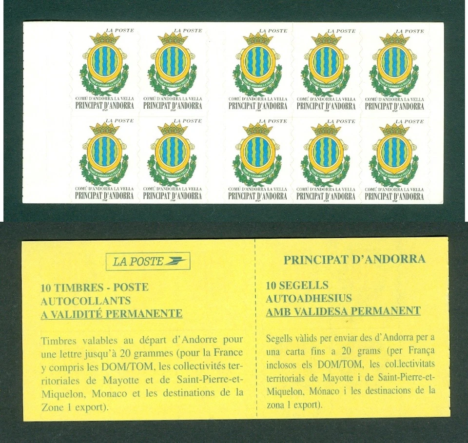 Andorra. French Adm. 2000 Booklet MNH. Coats Of Arms,Andorra-La-Vielle. Sc# 518a - Image 1 of 1